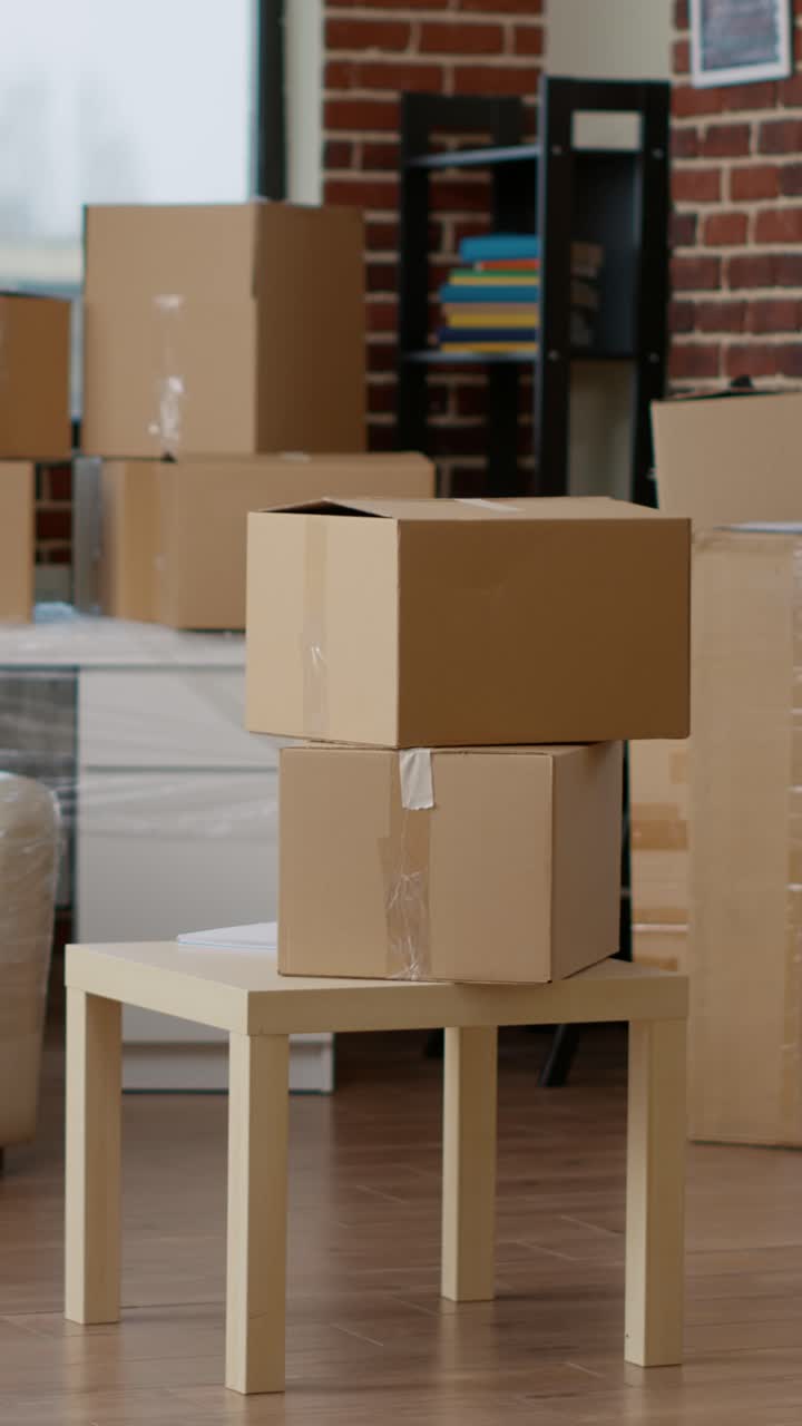 Boxes in a living room