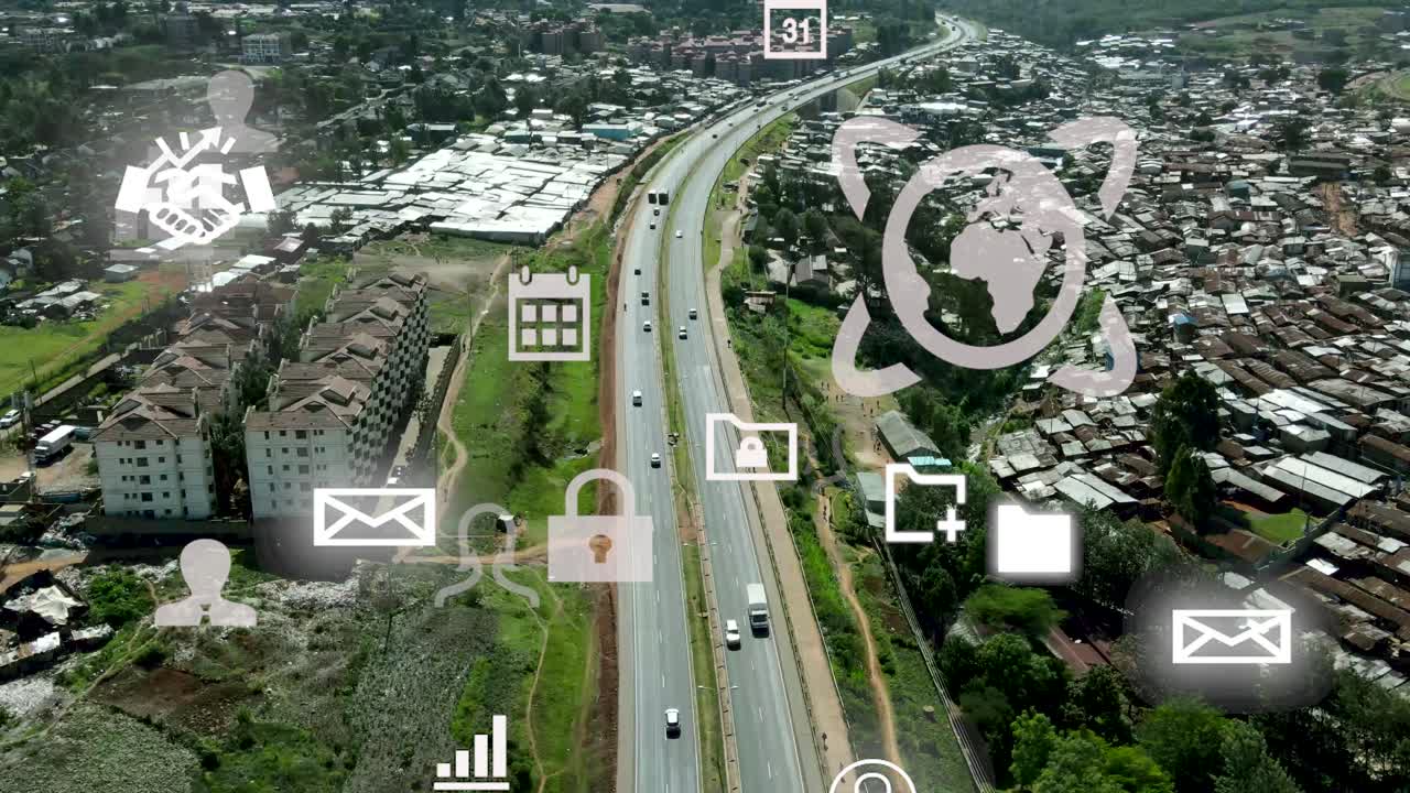 vista aérea de la favela de kibera, concepto de tecnología del barrio pobre de nairobi, kenia