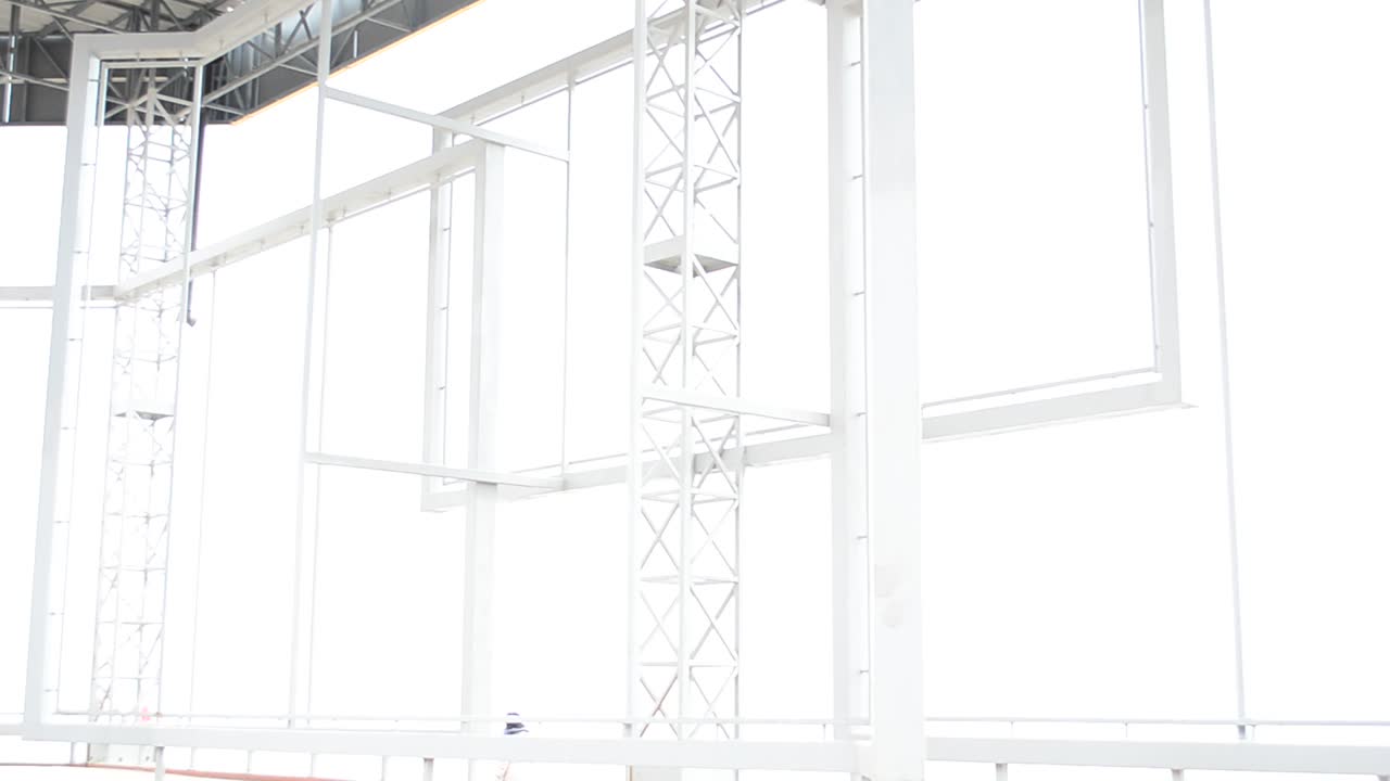 Metal constructions. Shooting of constructions of a scene