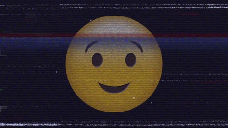 Animación-Digital-Del-Efecto-Estático-De-La-Televisión-Sobre-Un-Emoji-Con-Cara-Guiñando-Un-Ojo-Sobre-Fondo-Negro.