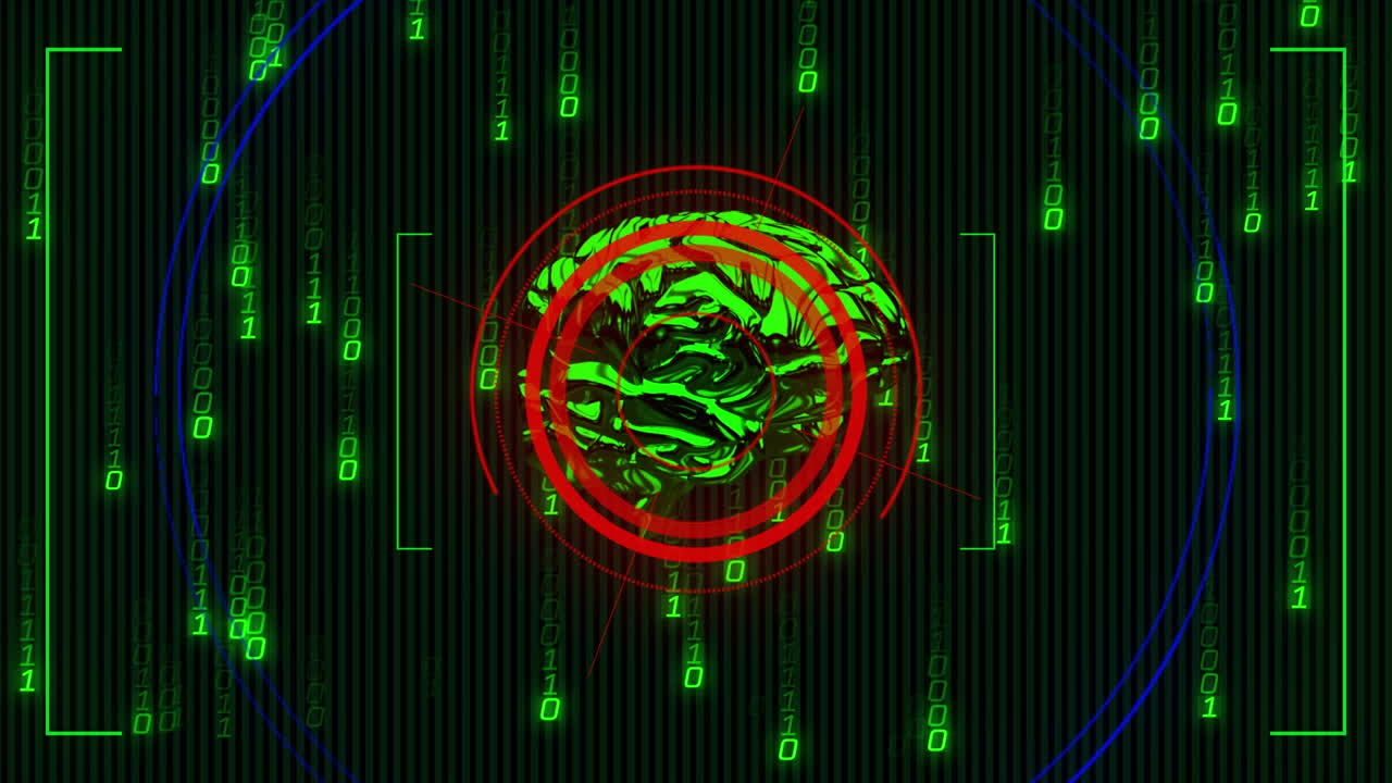 animación del procesamiento de datos sobre un fondo negro
