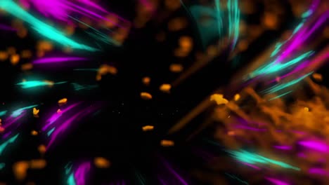 animación de manchas naranjas sobre rastros de luz brillante en el fondo