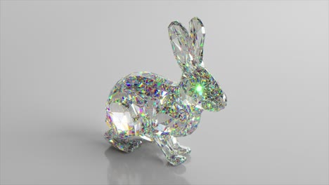 conejo de cristal poligonal iridescente
