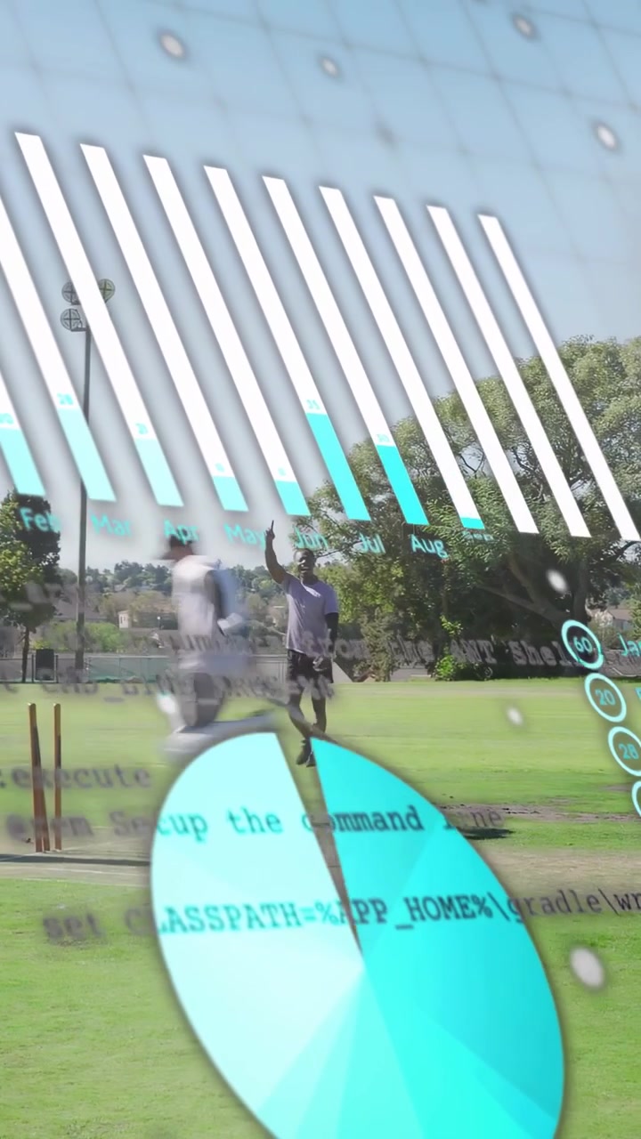 Vertikal video: Slagmann forbereder seg på slag på cricketbanen mens kasteren kaster, med overlegg som skjuler wicket.