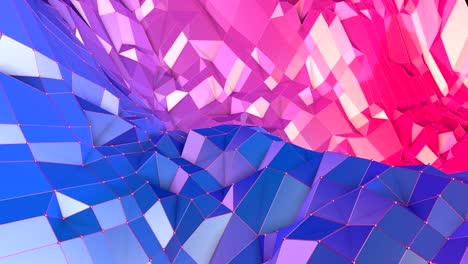 abstracto simple azul rojo baja poli superficie 3d como entorno de lujo. fondo de movimiento de baja poli geométrica suave con polígonos rojos azules puros. fondo de bucle sin costuras 4k fullhd con gradiente azul rojo