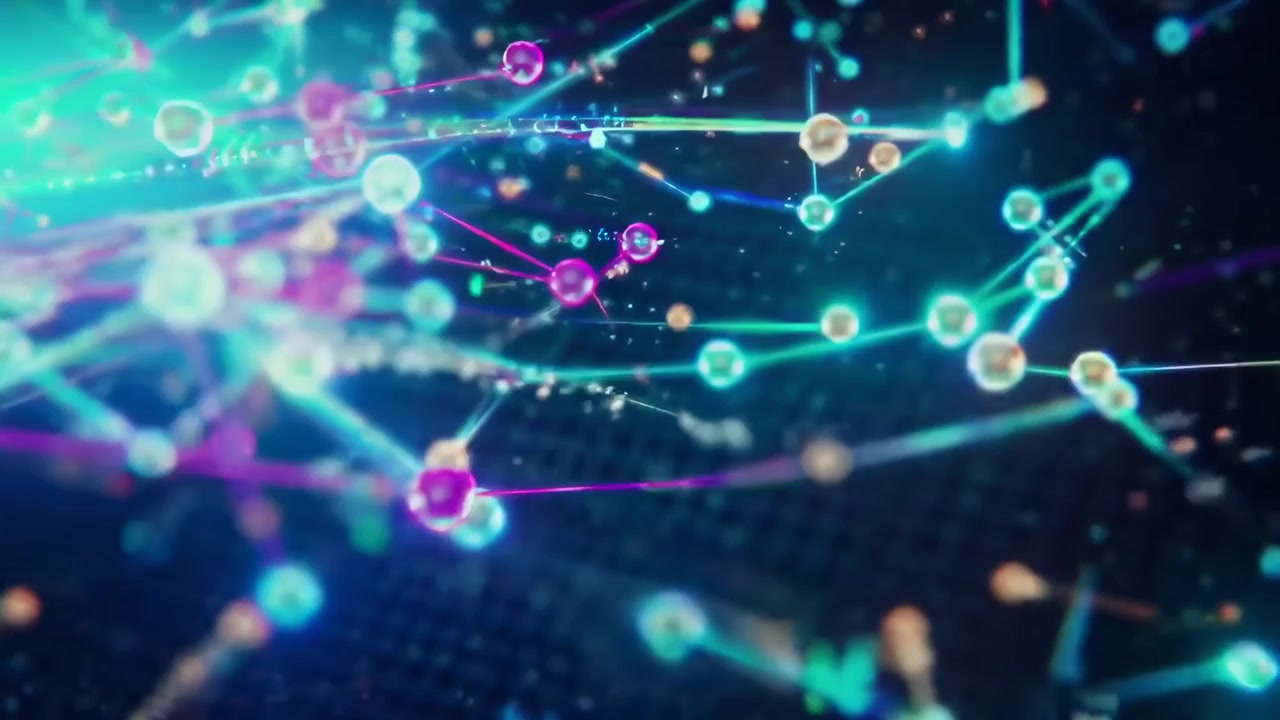 Dynamic Abstract Network of Glowing Nodes and Lines