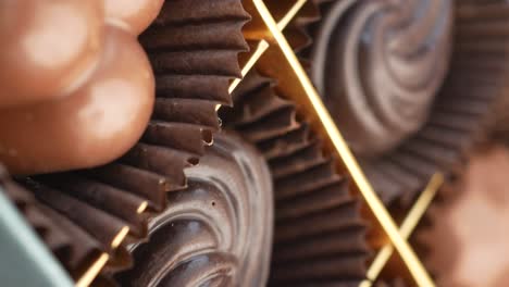 Close-up of assorted chocolates in a box