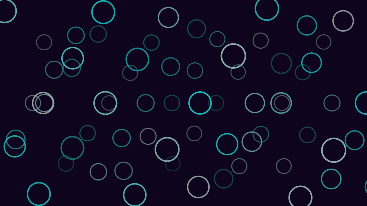 Abstract glowing circle bokeh background with floating rings on dark backdrop