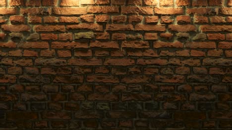empty brick wall with warm light, copy space. light effect on a brick wall background. empty background. seamless loop 3d render.