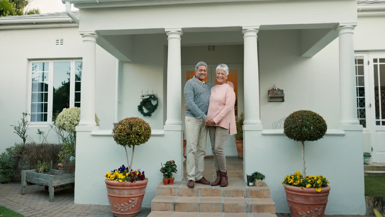 Casa nova, casal idoso, amor e sorriso