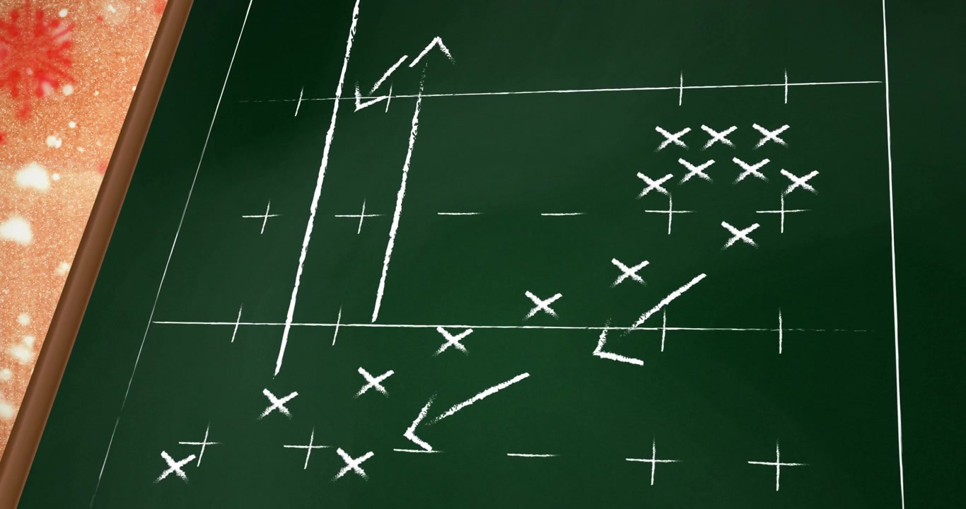Animated American Football Play Strategy Drawn on Chalkboard