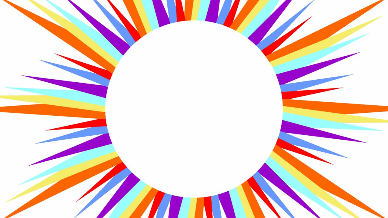 색 배경에 다채로운 파동선으로 태양, 복사 공간으로 비디오 배경