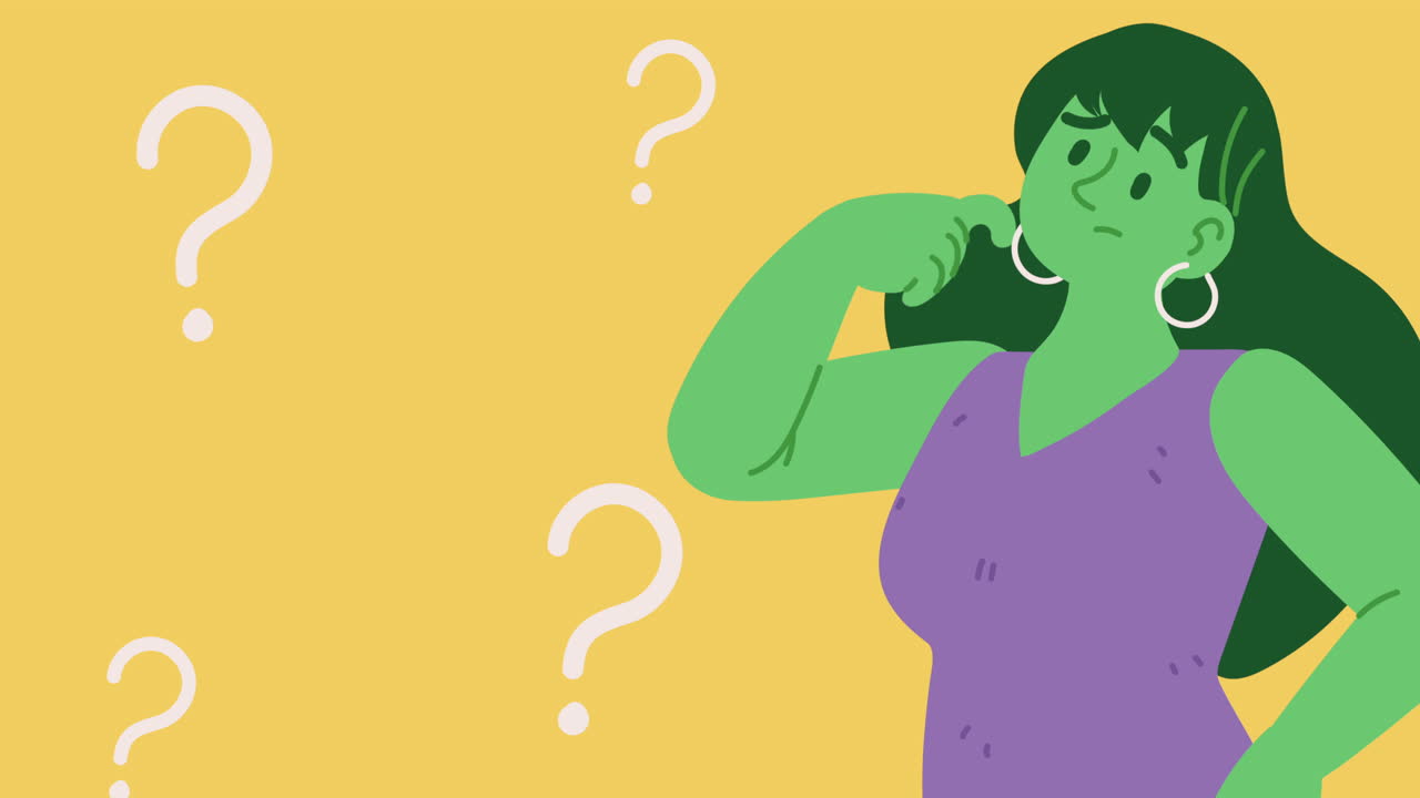 의심스러운 성격의 초록색 소녀