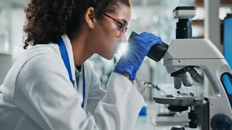 scientist using a microscope in a laboratory