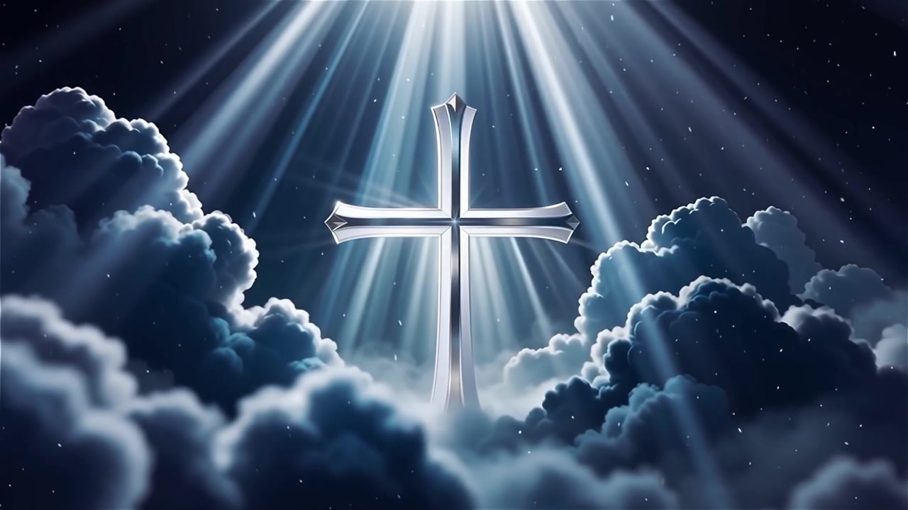 Christian Cross Heavenly Light Worship Background