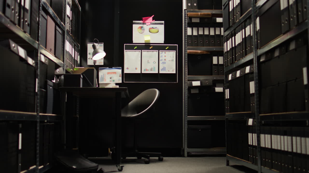 Man working with files in storage room