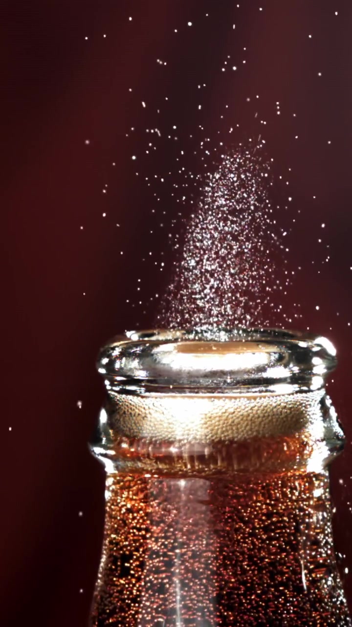 Bibita rinfrescante frizzante e con bollicine in una bottiglia di vetro