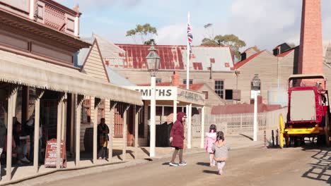 family walk in historic ballarat setting