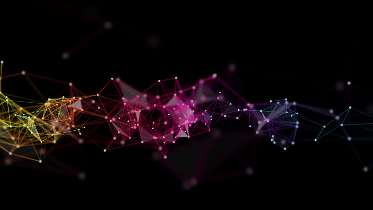 Futuristic plexus animation with glowing triangles in slow motion, 4096x2304 loop 4K