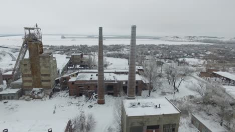 abandoned factory in winter