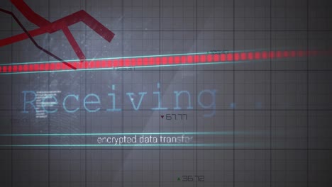 animation of red lines recording and data processing over grid