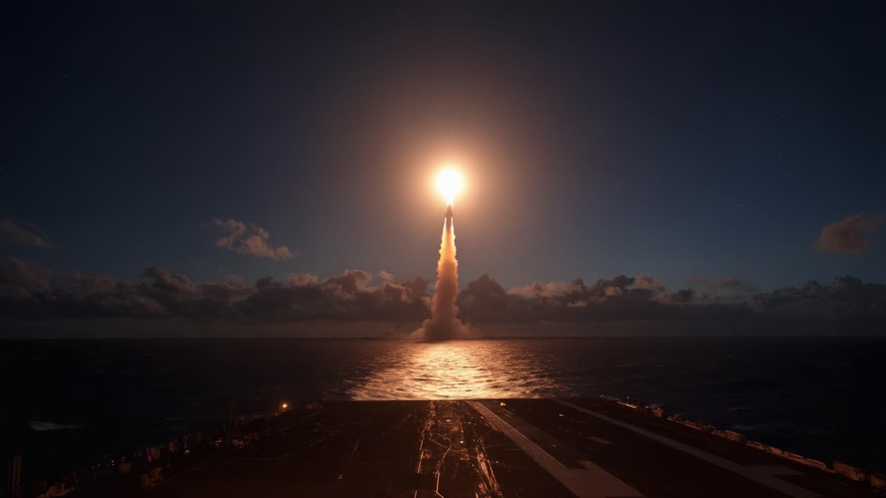 Spectacular Launch Sequence of a Rocket Over the Ocean at Dusk: A Display of Human Ingenuity and Technological Advancement in Space Exploration