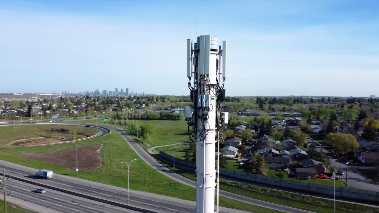 Flying Around a Mobile Cell Tower in Riverbend, Calgary