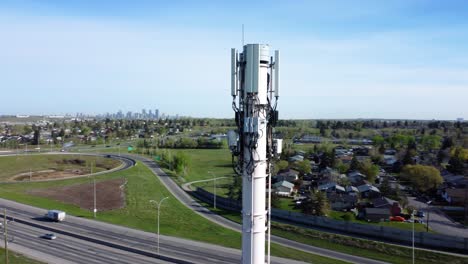 flying around a mobile cell tower in riverbend, calgary