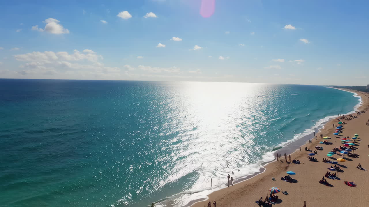 Beach Day with People Playing Volleyball