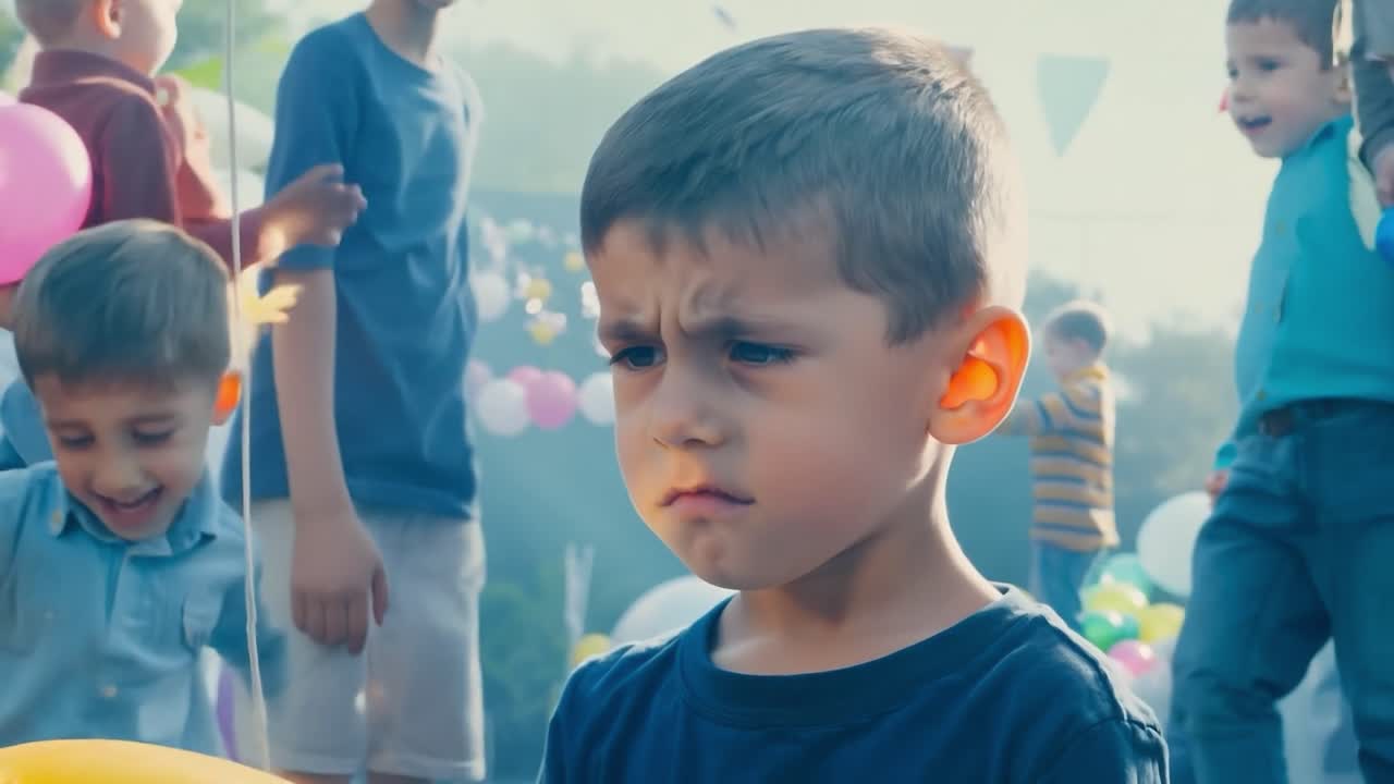 생일파티에서 슬픈 소년