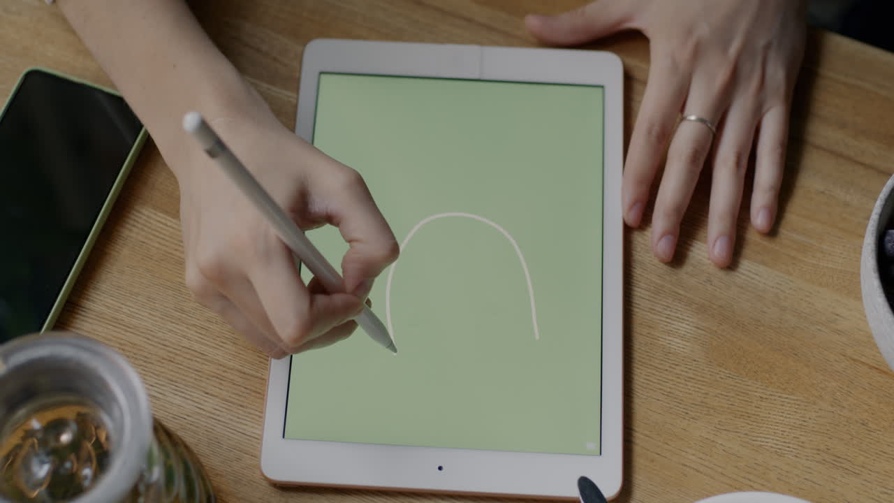 Woman using a drawing tablet