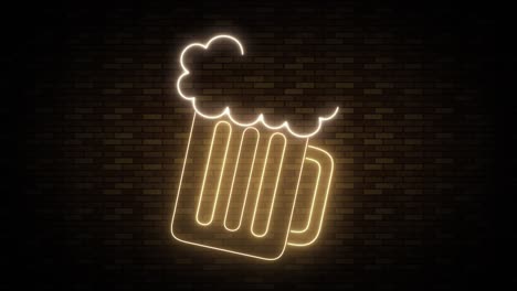 neon sign of a beer mug filling up.