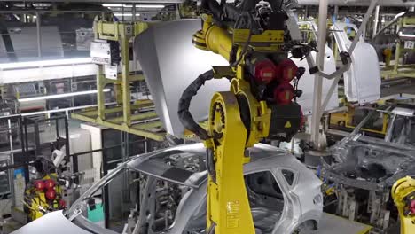 car manufacturing assembly line with robots