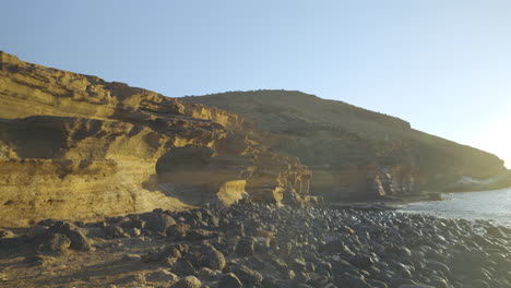 Tenerife-beach-with-rugged-cliffs