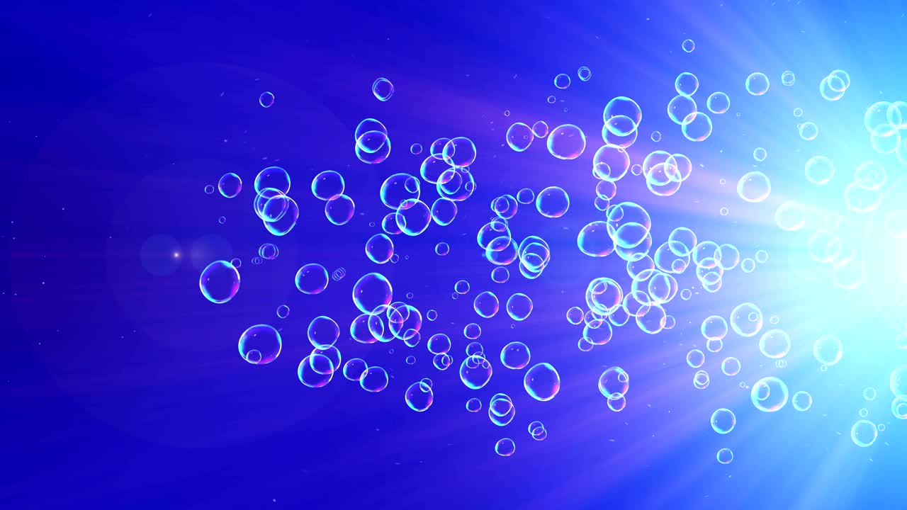 Rainbow bubbles on a blue background