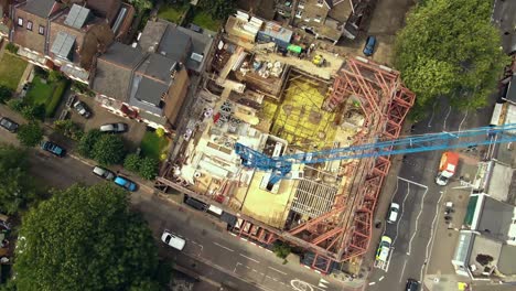 aerial shot of the house under construction in london