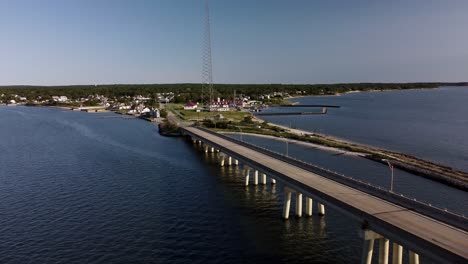 sunny day aerial view of ponquogue bridge long island new york