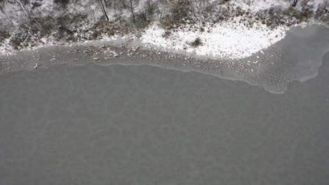 winter lake and pull out drone