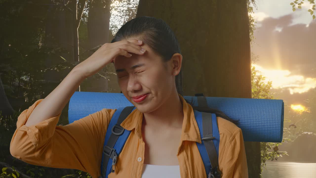 Stressed Traveler in the Forest