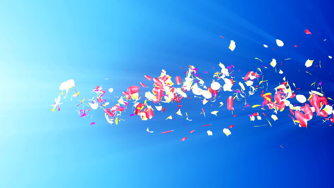 화려한 잎자루, 나선형 반이는 꽃잎, 꽃 모양, 예쁜 춤추는 꽃잎, 회전하는 꽃잎에서 소용돌이, 추상적인 루프 애니메이션.