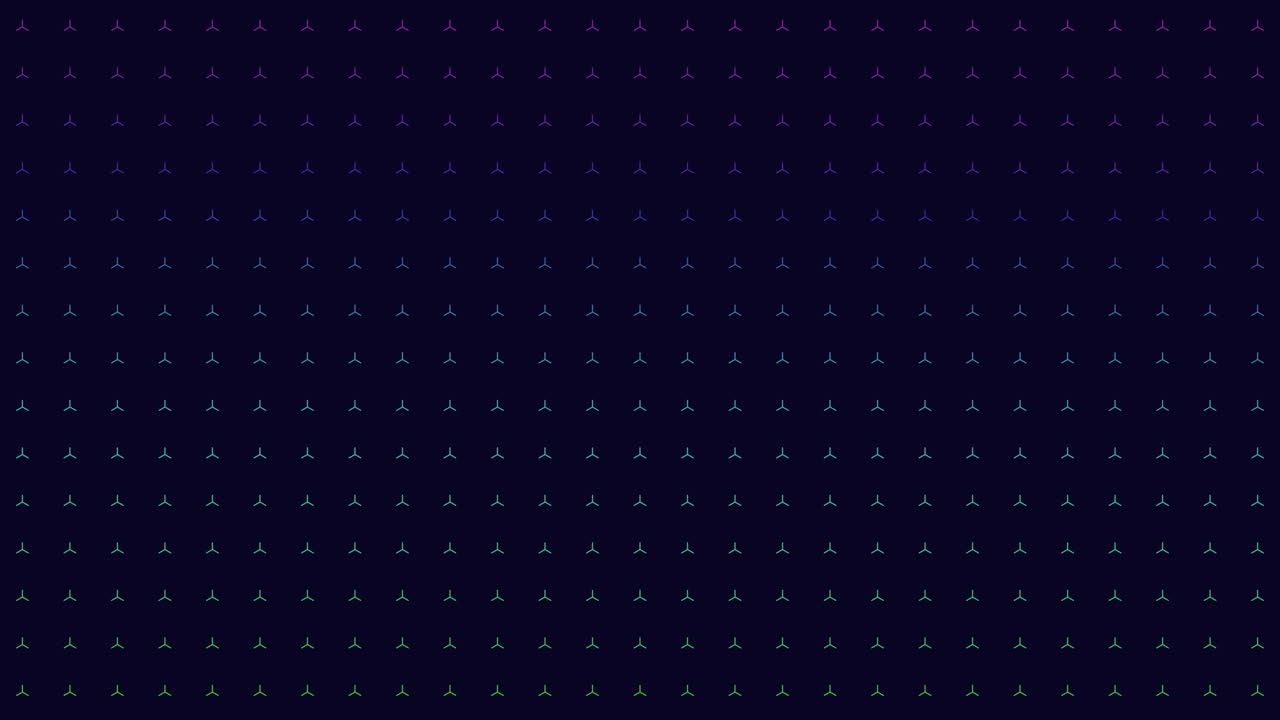 어두운 공간에서 네온 색상의 삼각형 패턴