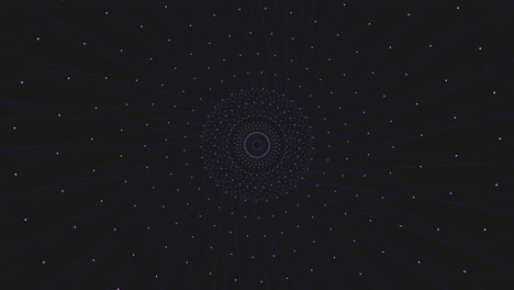 mesmerizing spiral symmetrical pattern of purple dots on black background