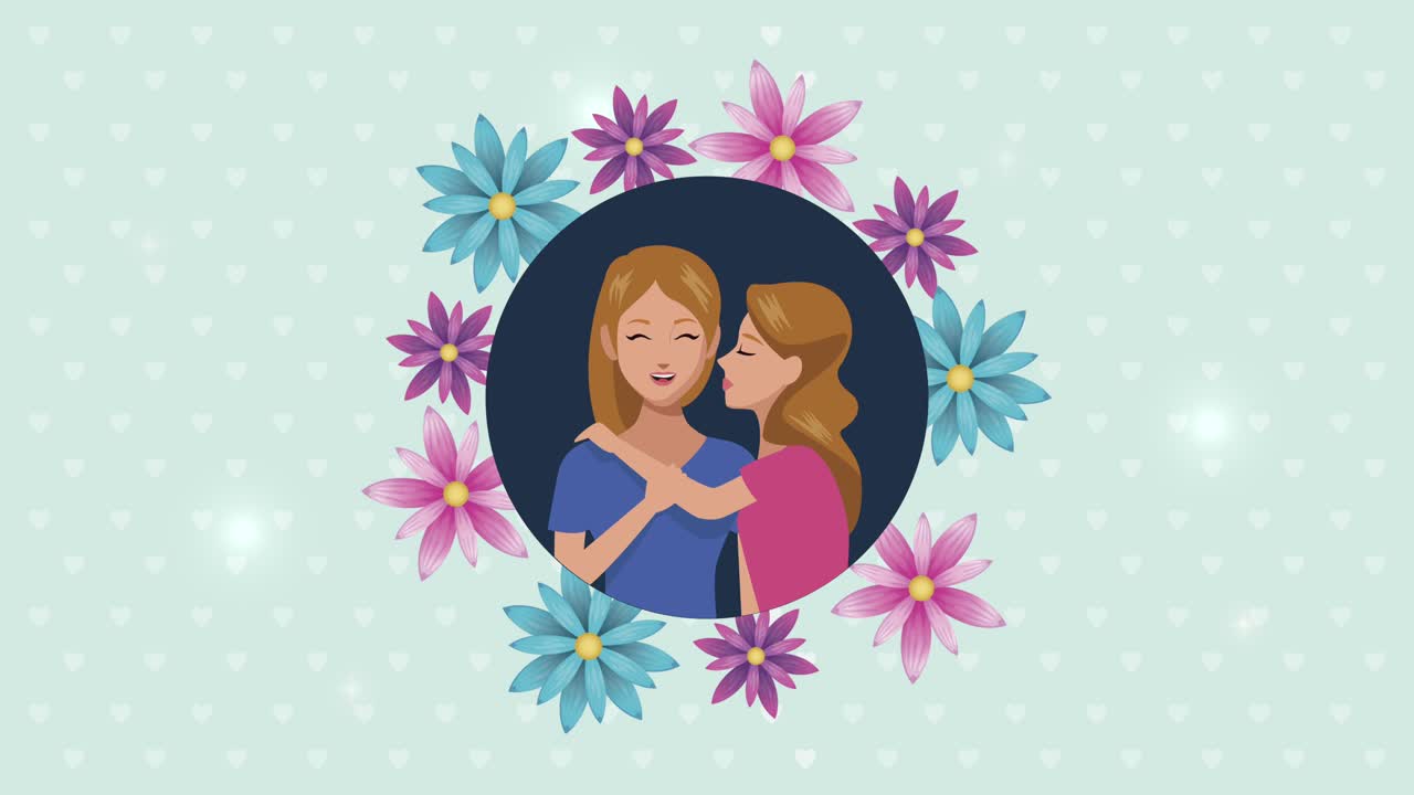 Tarjeta del día de las madres felices con mamá e hija