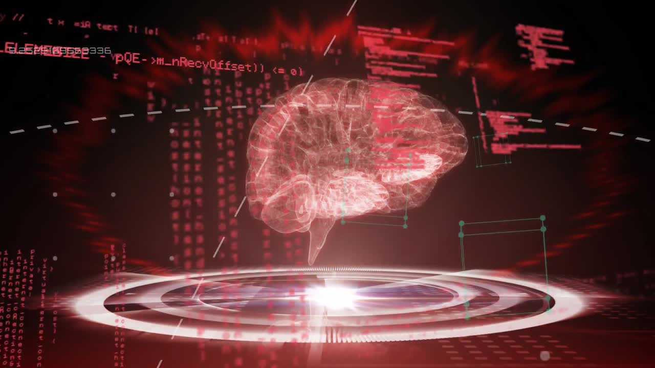 animación del cerebro con tecnología y procesamiento de datos