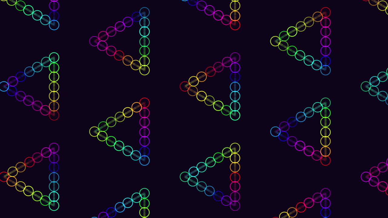 patrón de triángulos de anillos de arco iris en degradado negro