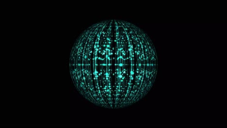 a single sphere of digital data with binary data streaming down the globe - black background