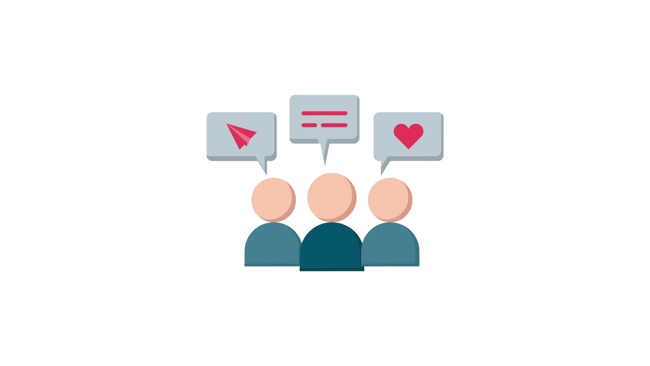 Animated People Icons with Social Media Communication Bubbles