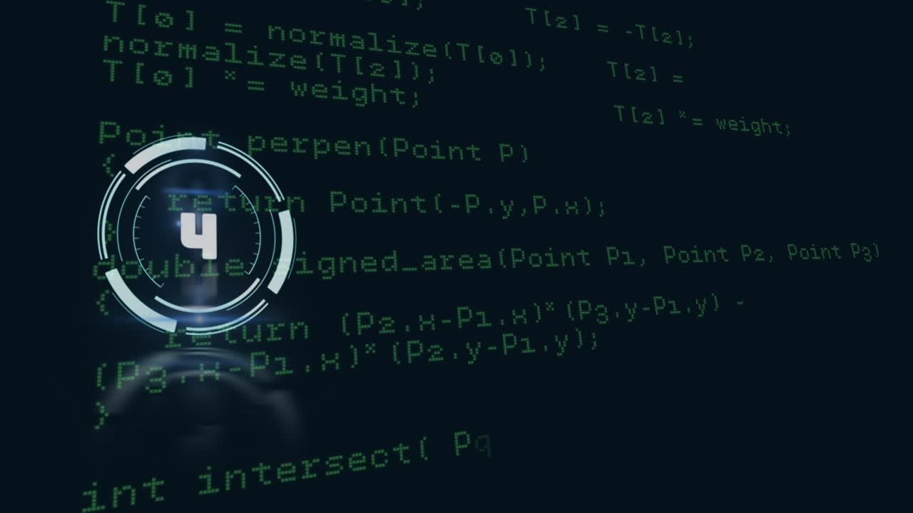 animacja skanowania zakresu z odliczaniem nad cyfrowym przetwarzaniem danych