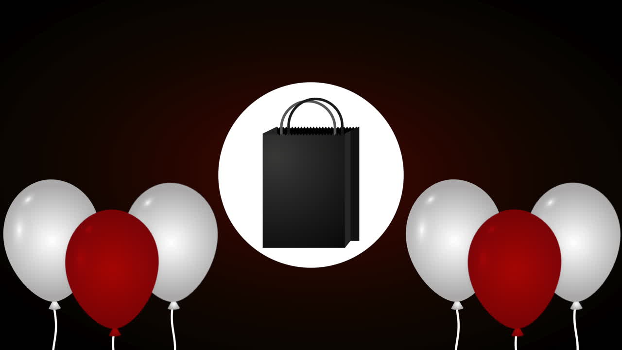 쇼핑 가방과 함께 블랙 프라이데이 거래 라벨