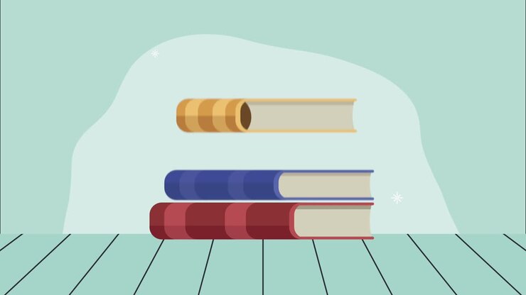 pile text books library animation